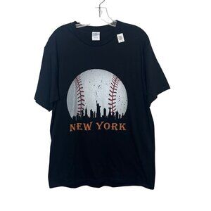 Port & Company New York Baseball Skyline Tshirt Mens Large Black New